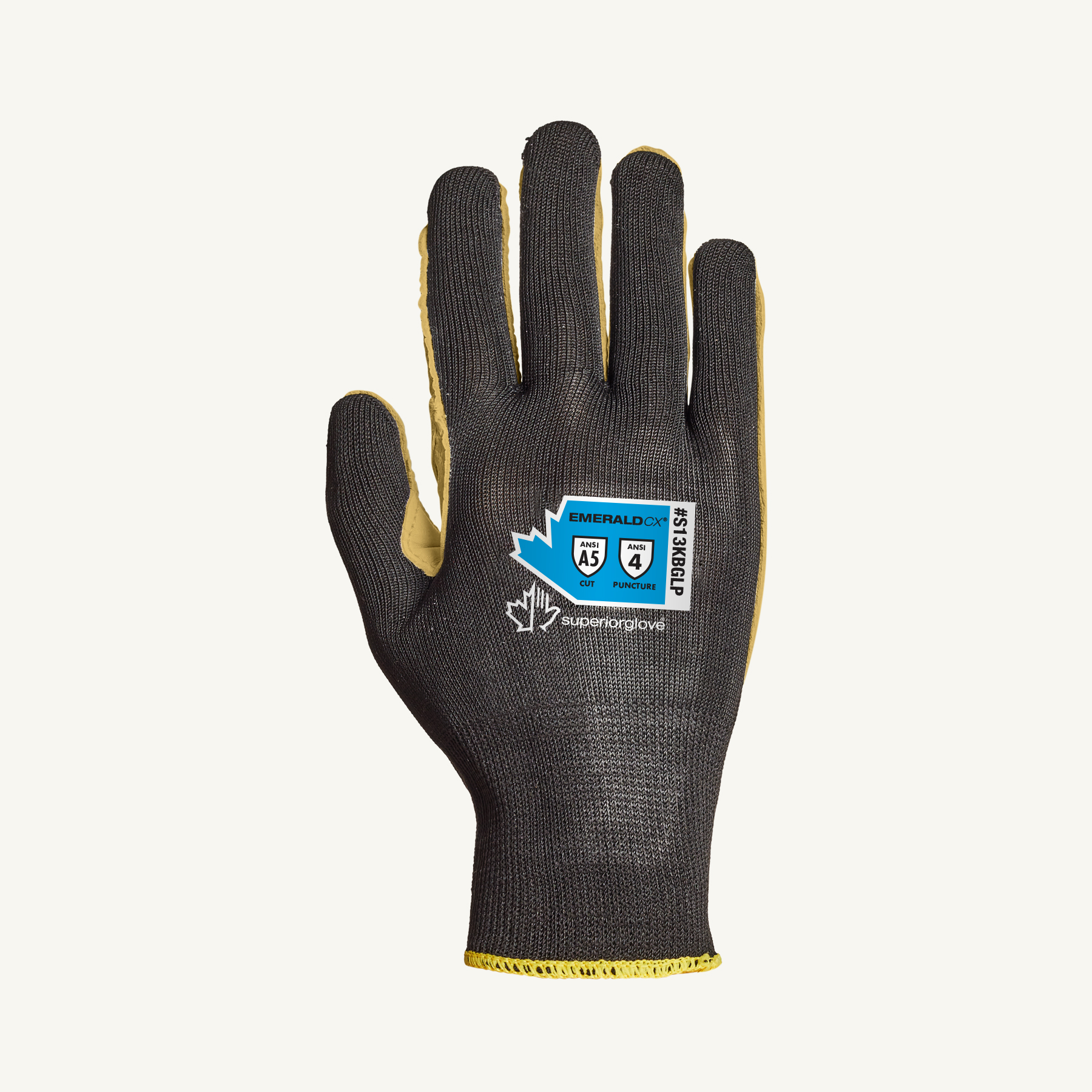 S13KBGLP Superior Glove® Emerald CX™ Kevlar Knit Cut & Puncture Resistant Work Glove w/ Goat-Grain Palms